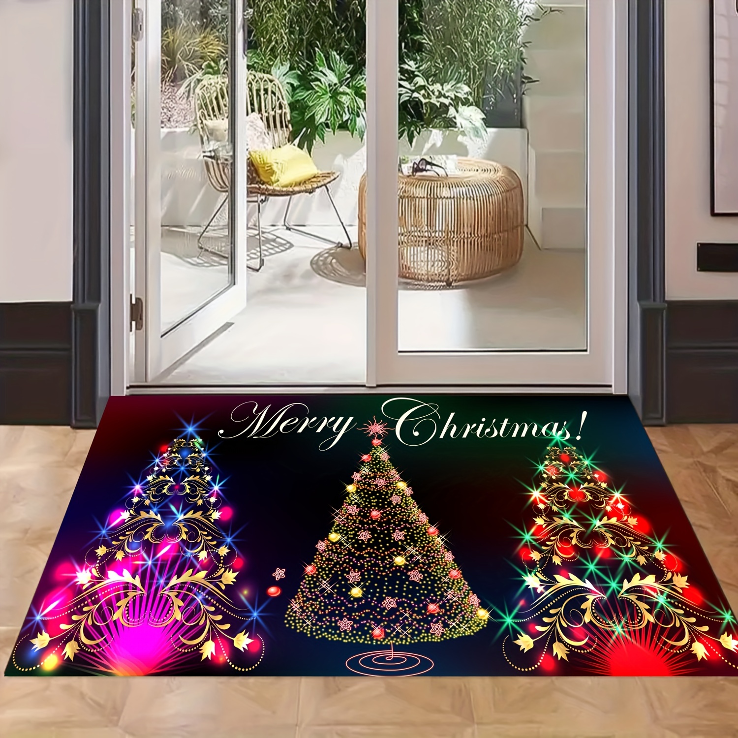 Christmas Decor Door Mat, Seasonal Winter Christmas Holiday Low-profile  Floor Mat, Indoor Outdoor Area Rug - Temu
