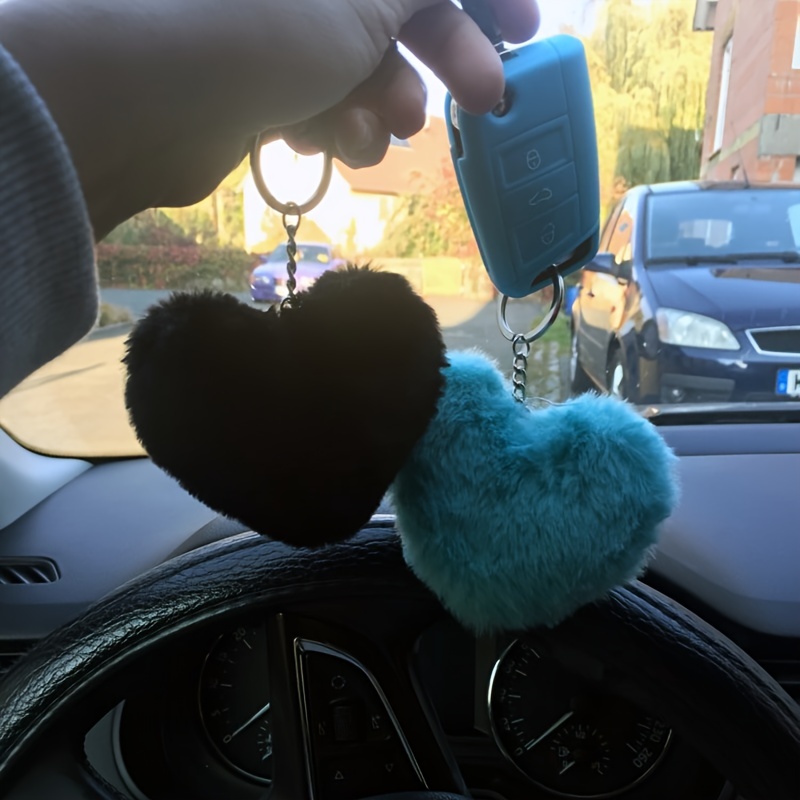 Fluffy Love Heart Pom Pom Keychain Pendant Cute Car Couple Keyring Ornament  Bag Purse Charm Accessories - Temu United Arab Emirates