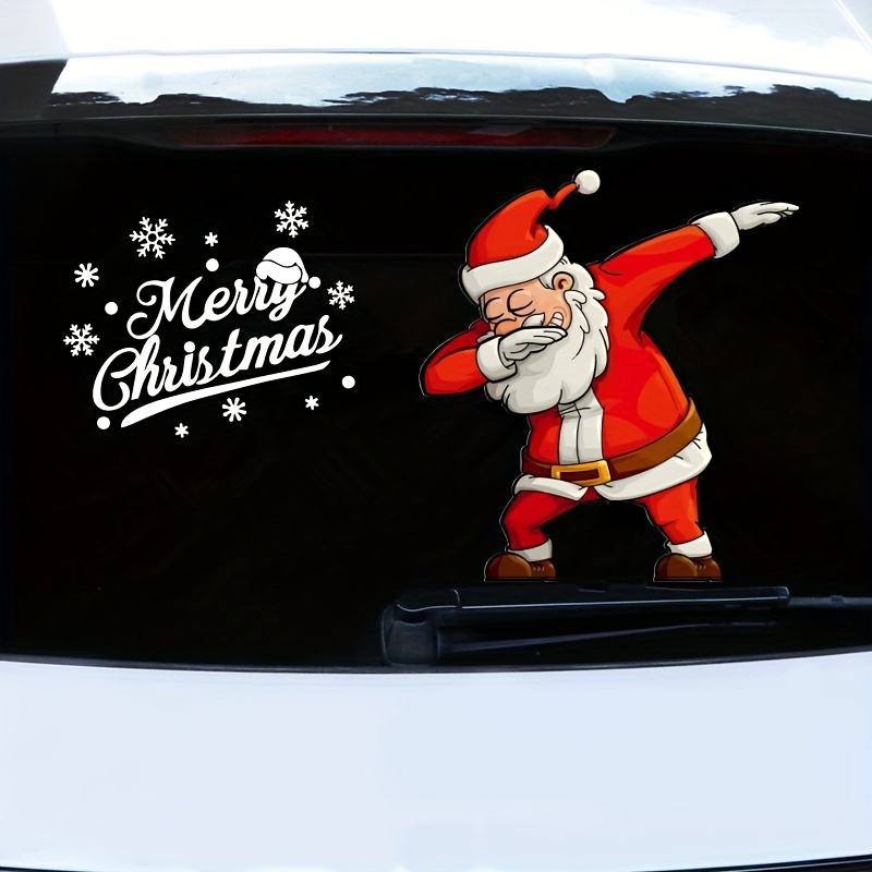 Santa Claus Car Wiper Stickers, Reusable Cute Waving Arm Rear