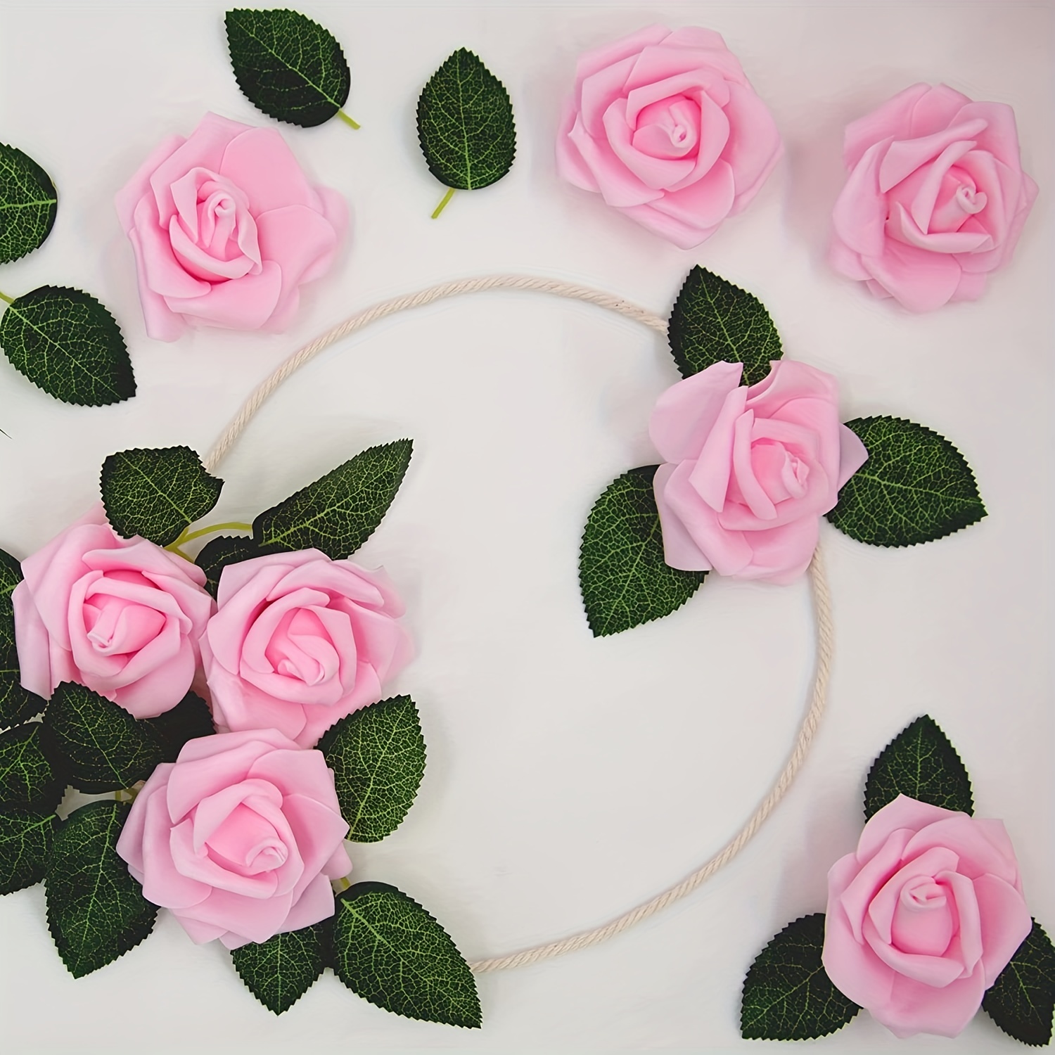 50PCS Fake Rose Flower Heads, Artificial Flower Foam Rose for DIY