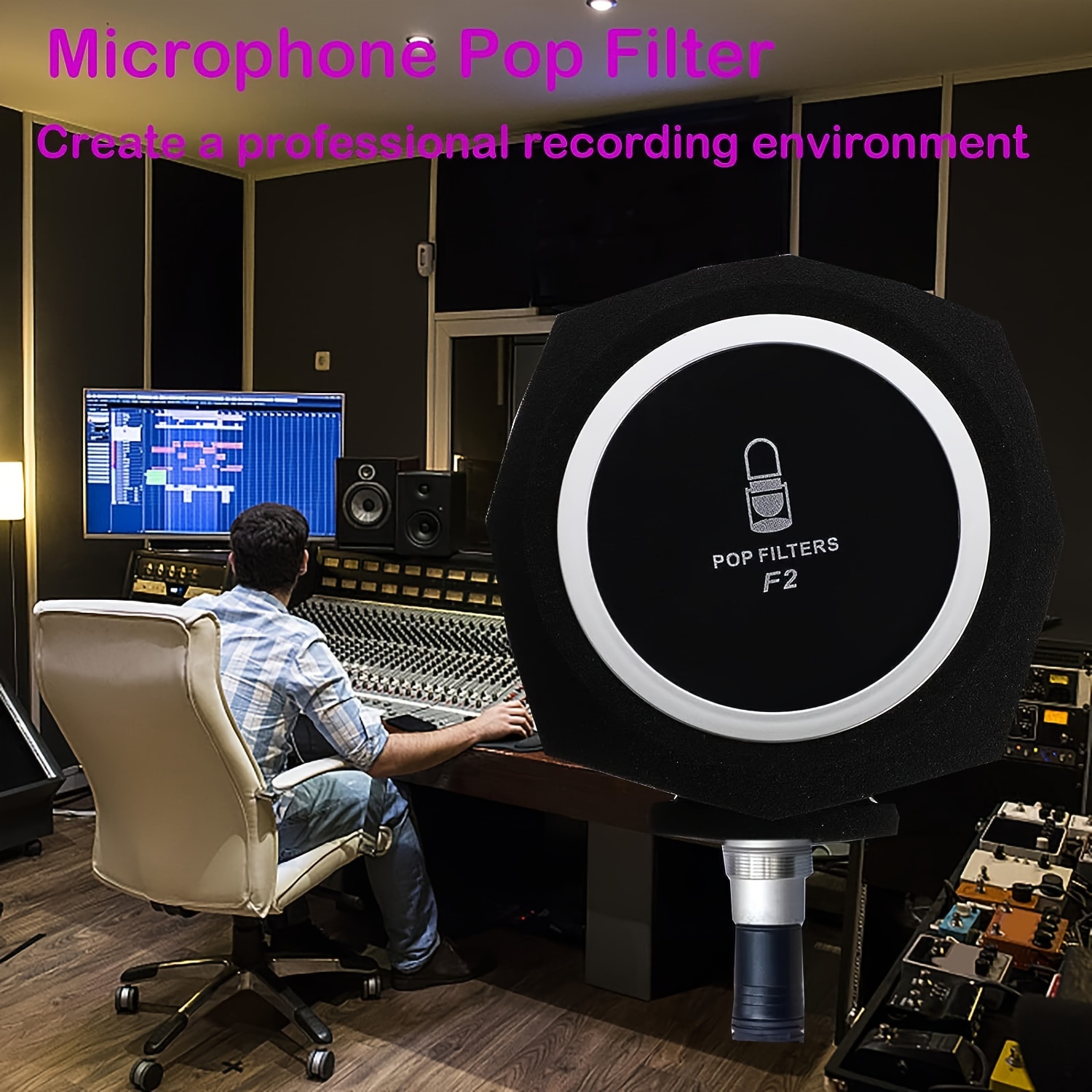 Microphone Pop Filter, Wind Shield Acoustic Filter for Record  Studios, Mic Sound-Absorbing Foam Vocal Isolation Foam Ball Noise Canceling  Sponge, Five-sided Sealing Design Microphone Windscreen : Musical  Instruments
