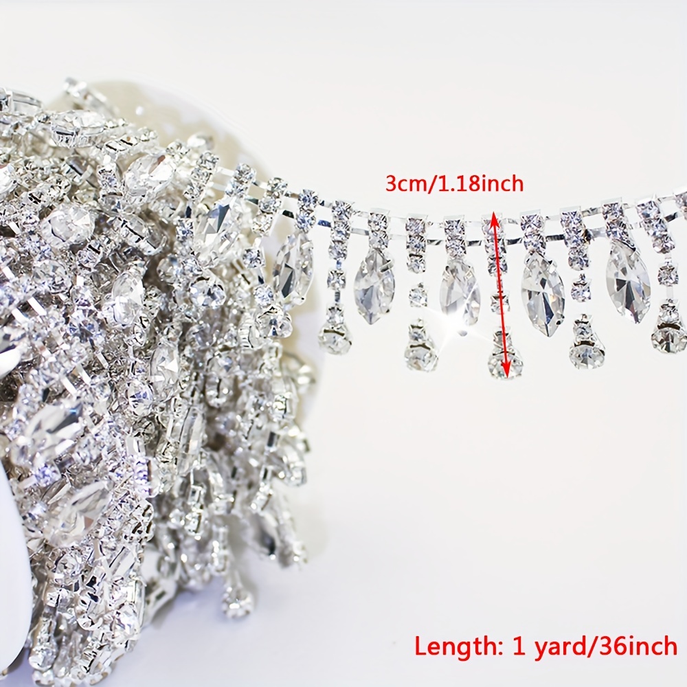 1 Yard Rhinestone Fringe Rhinestone Trim Belt Beaded Fringe - Temu