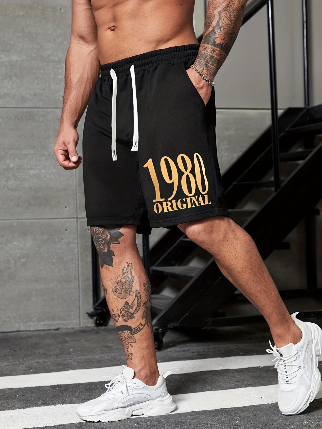 Men's 1980 Print Shorts Casual Stretch Drawstring Shorts