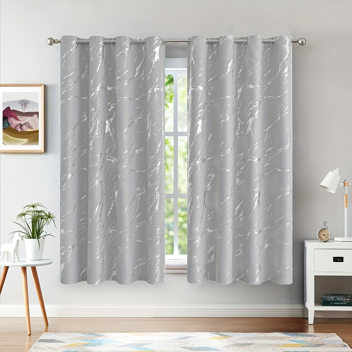 1pc grey golden silvery marble pattern curtain   european curtain bedroom office   room study home decoration details 5