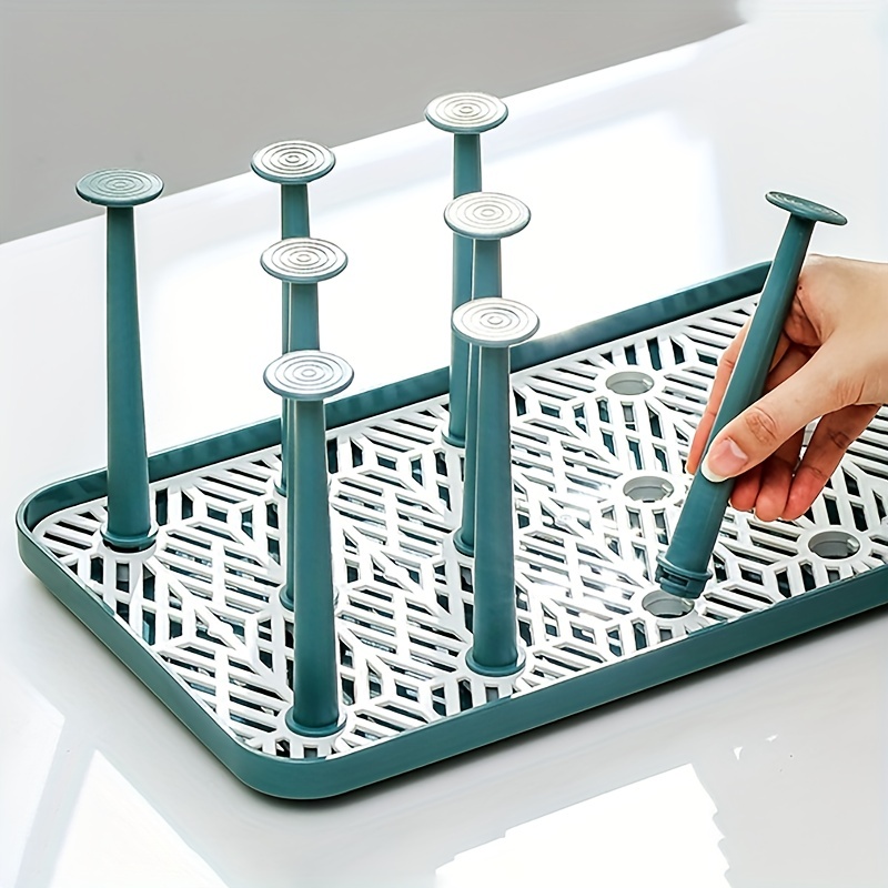 Stylish Cup Drying Rack Stand with Drain Tray Non Slip Mugs Cups Organizer Drying  Rack Metal Drying Rack with 6 Hooks for Home