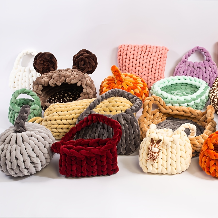 1KG Velvet Chunky Yarn Thick Super Bulky Chunky Yarn for Hand Knitting  Crochet DIY Arm Hand Knitting Bag Basket Blanket Carpets - AliExpress