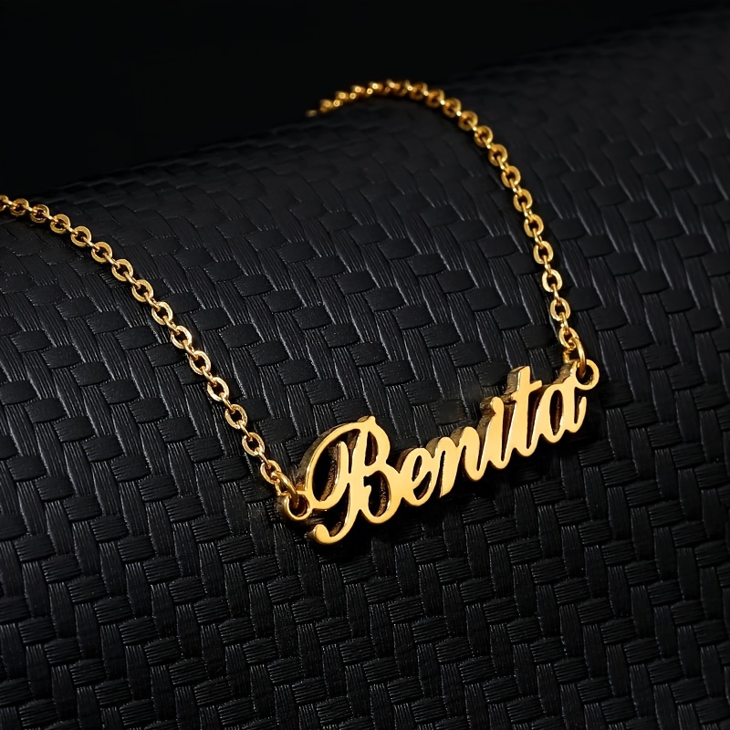 

Customized English Letter Name Pendant Necklace, Simple Style 18k Gold Plated Nameplate Necklace, Custom Jewelry (customized Only English Language)
