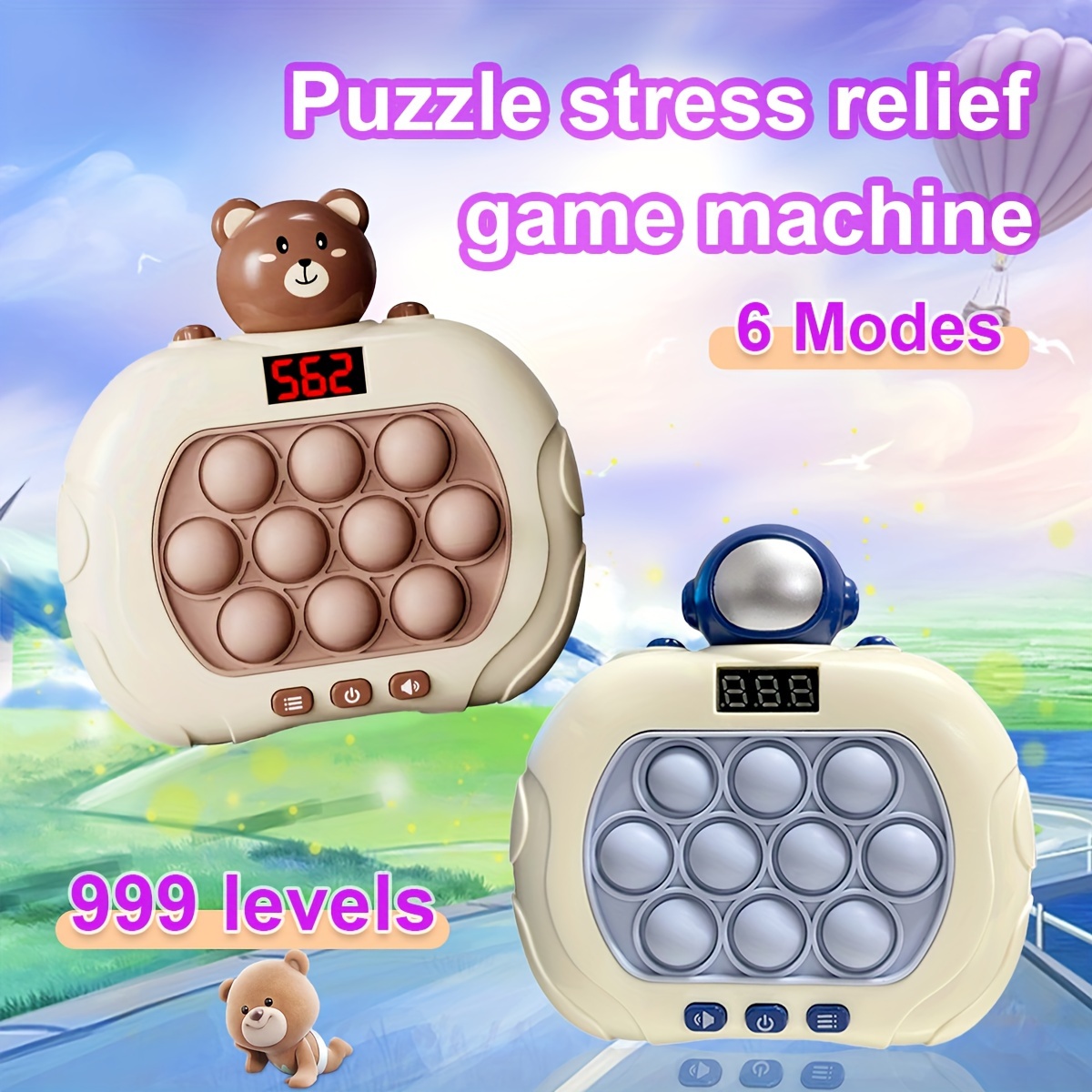 2023 Puzzle Pop Light Up Game Fidget Toy Travel Quick Push Game Console  Toys For Kids Boys Girls Stress Autism Relief
