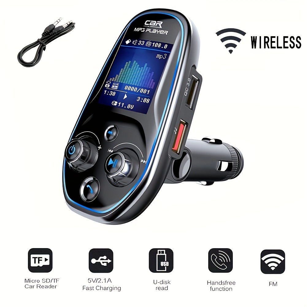 JaJaBor Car Bluetooth 5.0 FM Transmitter MP3 Player Audio Receiver PD 18W  QC3.0 USB Fast