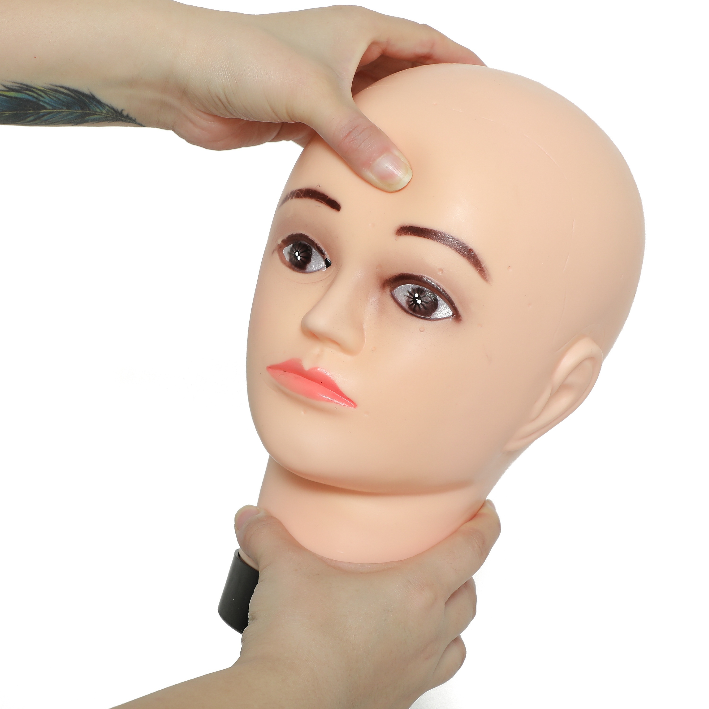 Female Bald Mannequin Doll Head for Wig Making, Hats, Eyeglasses