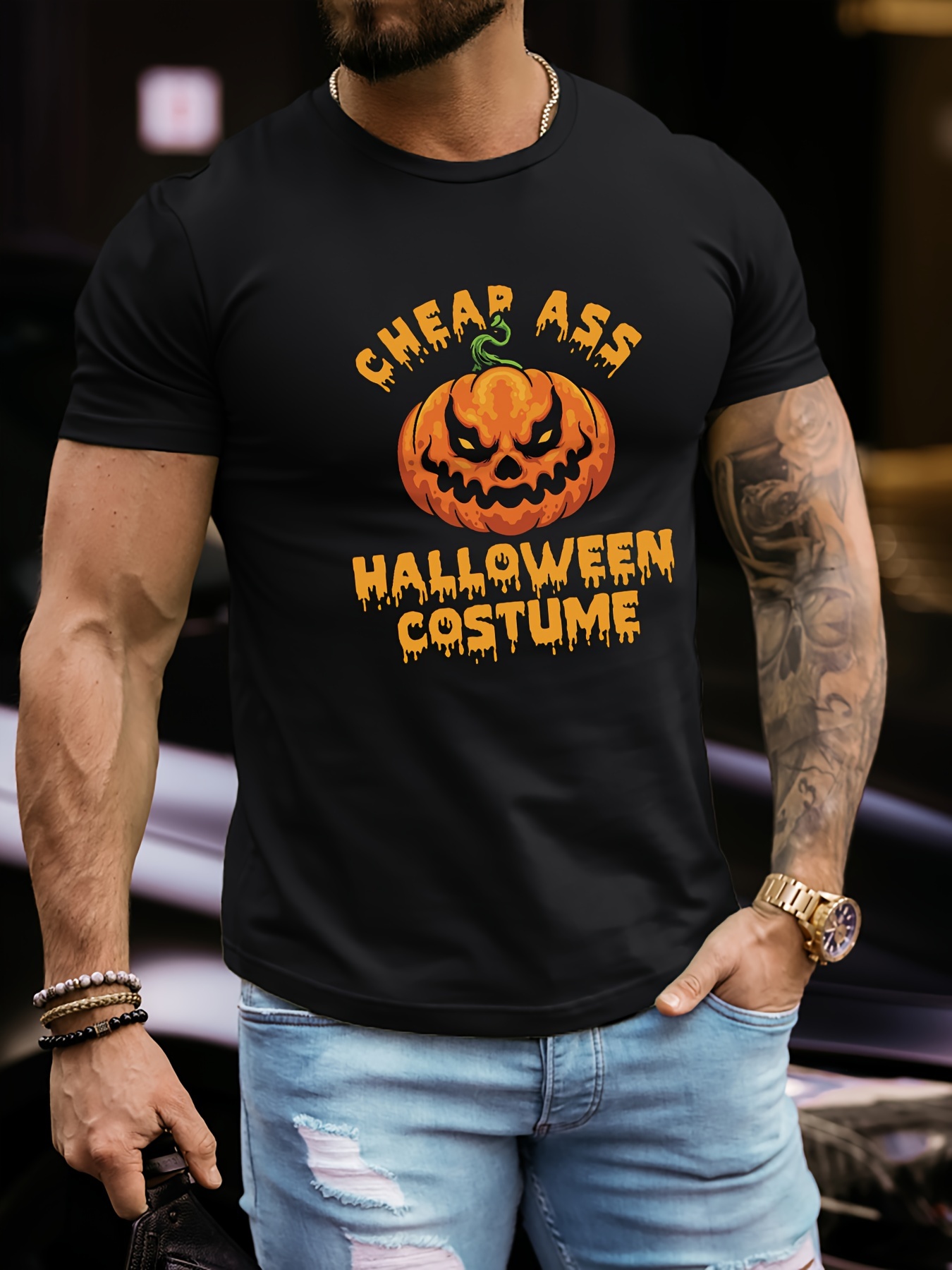  Halloween Shirts For Men Pumpkin Face Printed Plus