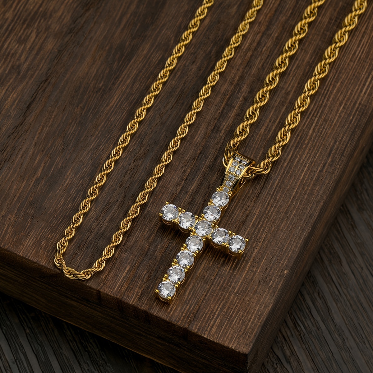 Hip Hop Cross Necklace Men, Copper Zirconia Golded Plated Pendant Necklace  For Men - Temu