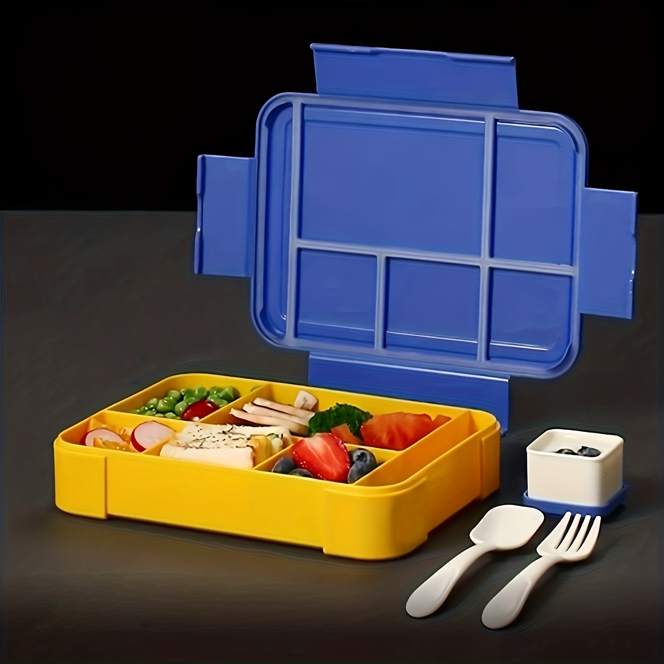 Bento Lunch Box 1100ml / 38oz, boîte Bento à 3 couches avec cuillère et  fourchette pour enfants Adulte et employé de bureau, boîte à lunch sans BPA  Récipients alimentaires étanches avec Bo