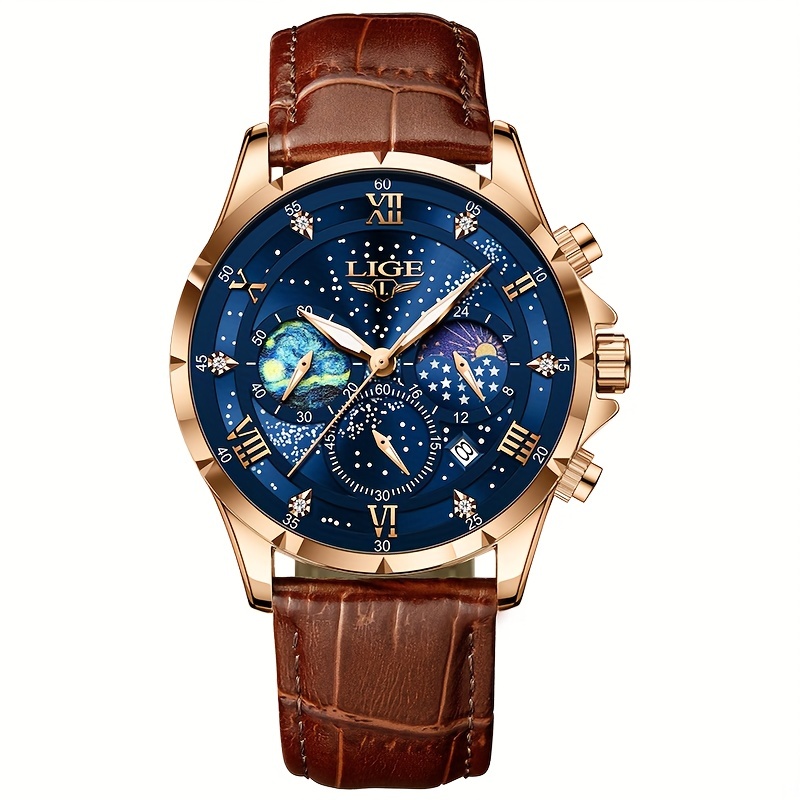 Lige Montre Quartz Trois Yeux D contract e Hommes tanche