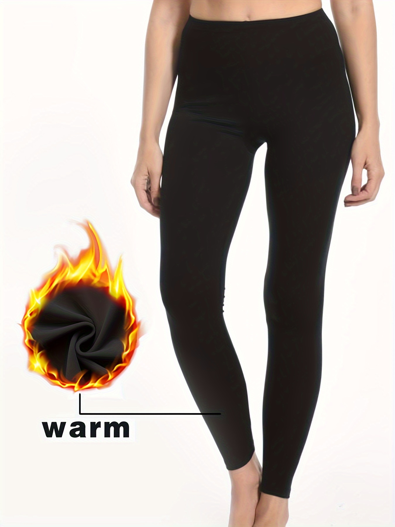 Women's Winter Thermal Leggings Solid Warm Long - Temu