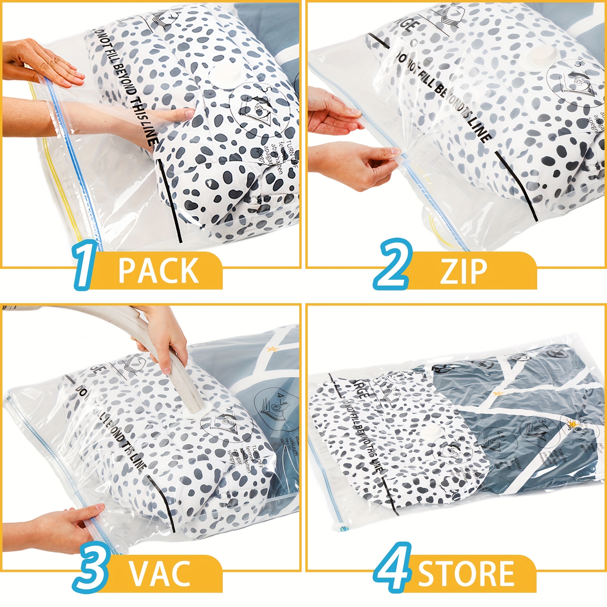 Vacuum Storage Bags. Hand-pump For Travel! Zip Seal And Seal Valve! Vacuum  Sealer Bags For Comforters, Blankets, Bedding, Clothing