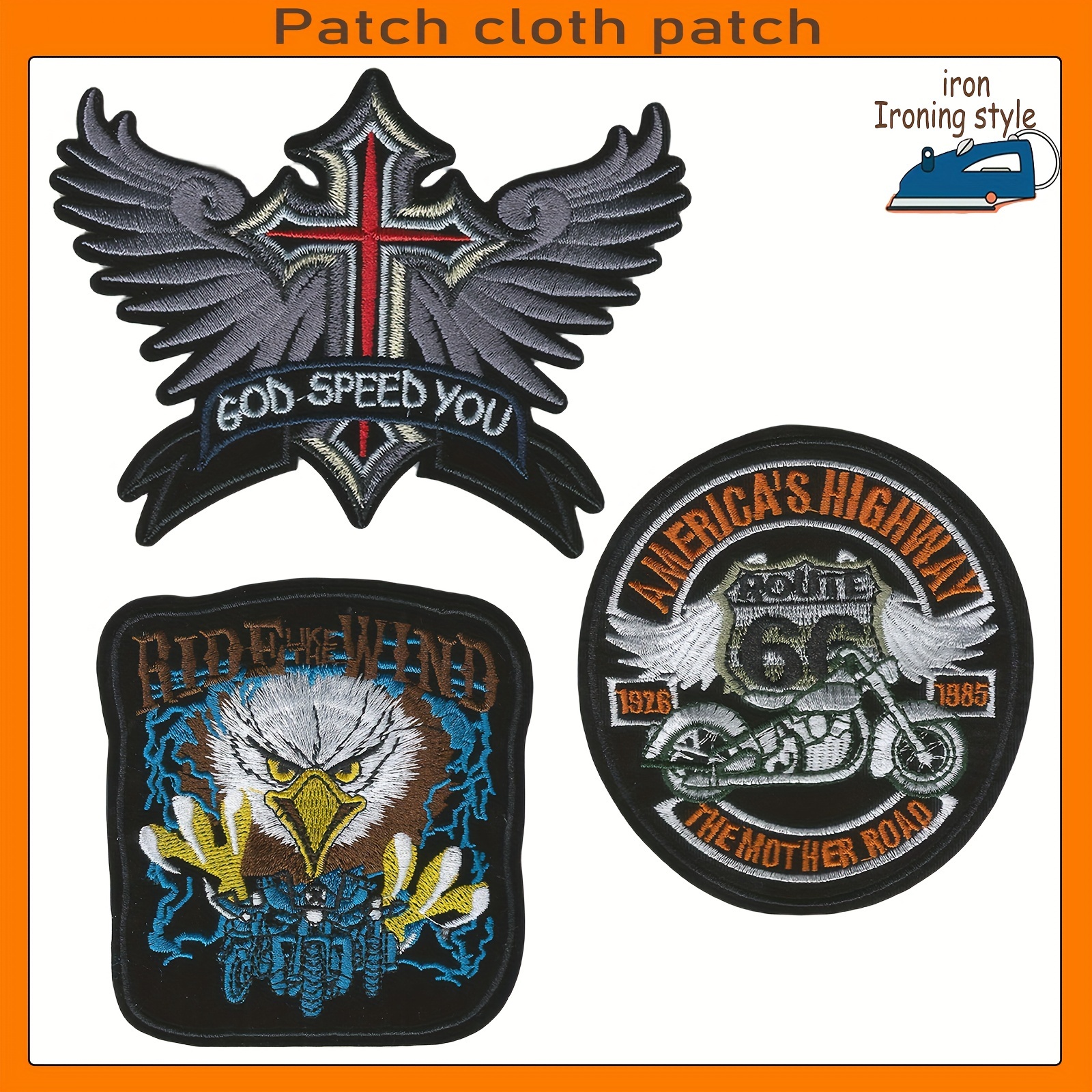 Punk Biker Patch Iron On Embroidery Patches On Clothes Big Pacthes For  Jackets Denim Applique DIY