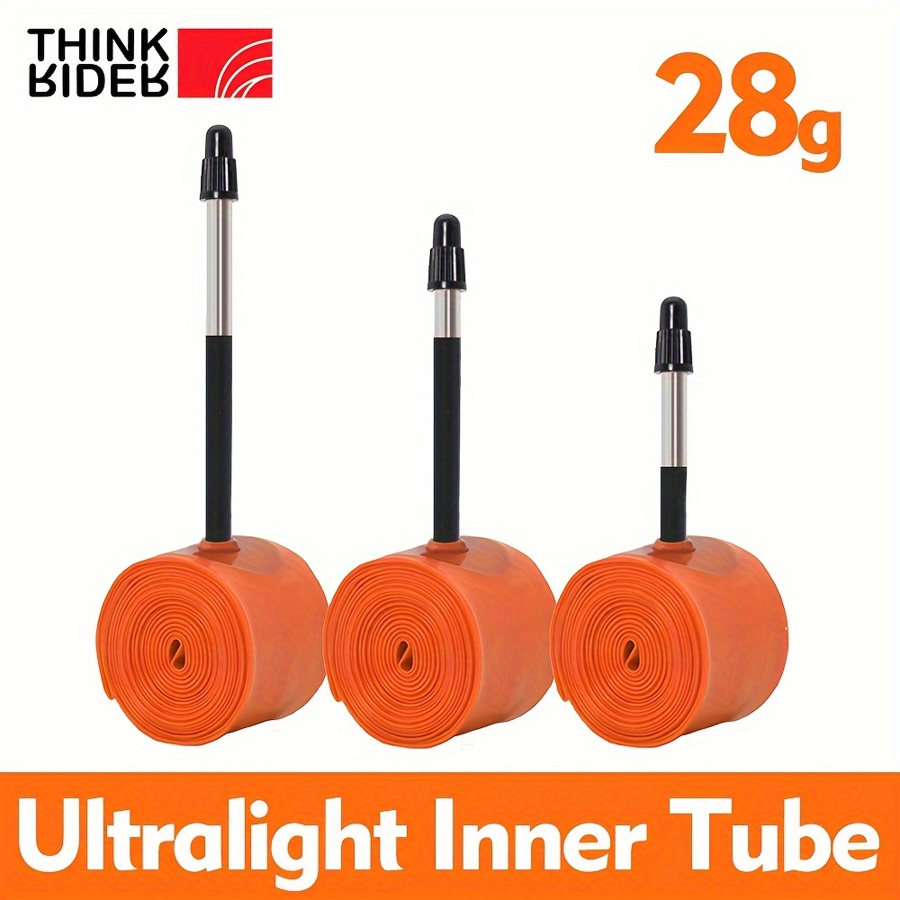 

Thinkrider 2pcs 28g Ultralight Bike Inner Tube, 700 X 18 25 28 Road Bicycle Tpu Tire 45/65/85mm Length French Valve Super Light Tube