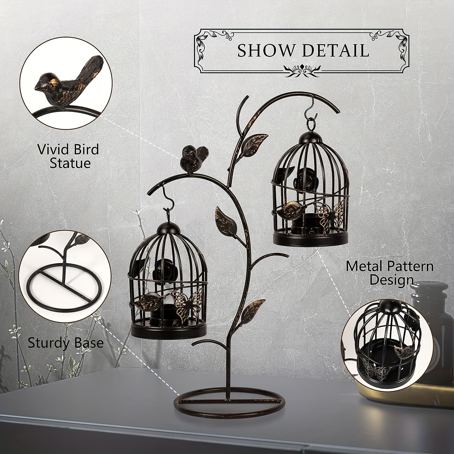 1pc Decorative Birdcage Candle Holders For Tealight Candles 13 8in