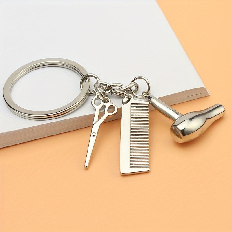Professional Hair Stylist Keychain Scissors Dryer Comb Wash - Temu