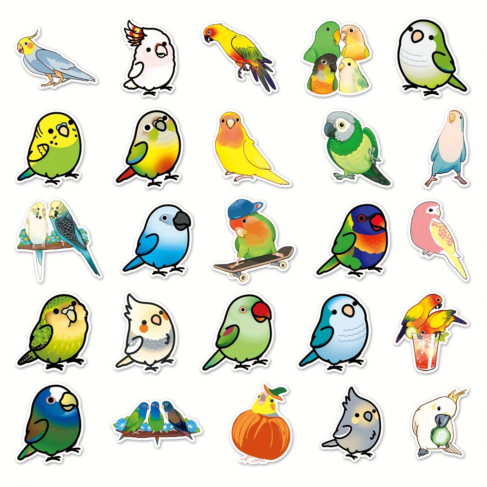Budgie Sticker blue/green/yellow Color Option Cute Bird Stickers, Parakeet  Sticker, Kawaii Stickers 
