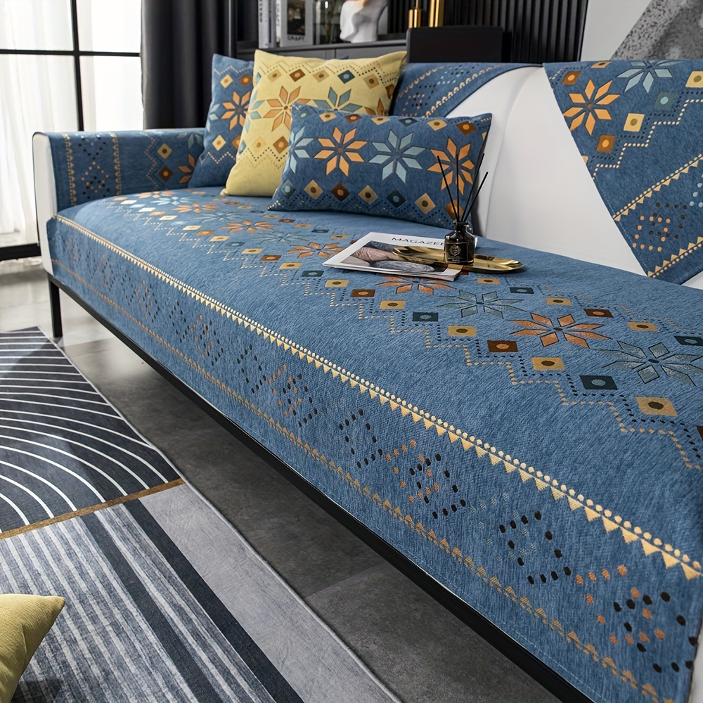 Bohemia Chenille Sofa Cover Geometric Embroidery Sofa - Temu