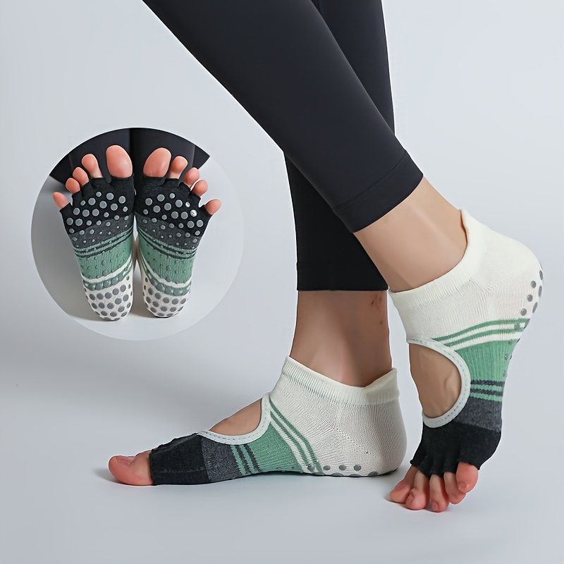 Comfortable Yoga Socks Toeless Non slip Grips Pilates Barre - Temu Canada