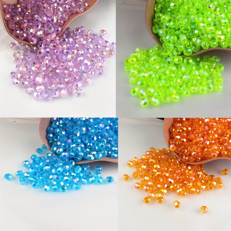 

500pcs/bag 8mm, 2mm Hole Symphony Angle Beads 32 Faceted Ab Color Acrylic Transparent Beads For Jewelry Making Diy Fashion Bracelet Necklace Handmade Beading Bag Woven Loose Beads