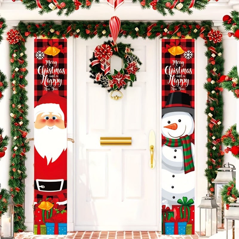 1 Paio/2 Pezzi, Buon Natale Felice Anno Nuovo Inverno Benvenuto Tenda Per  Porta Banner Da Appendere Per Portico, Decorazioni Per La Casa, Decorazioni  Per Esterni, Decorazioni Per Il Cortile, Decorazioni Per Il