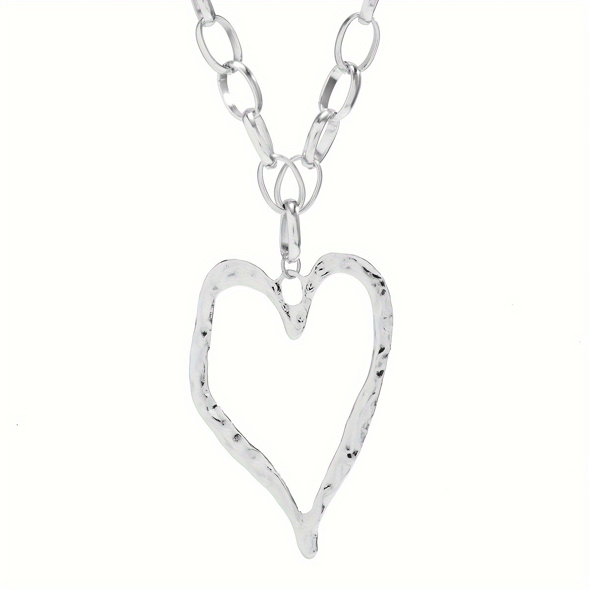 Bold Heart Pendant Necklace with Sharp Angles