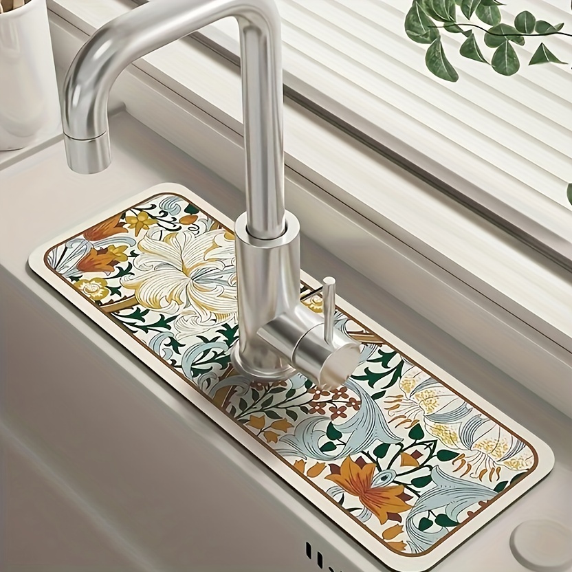 Silicone Drain Mat, Kitchen Faucet Sink Splash Guard, Silicone