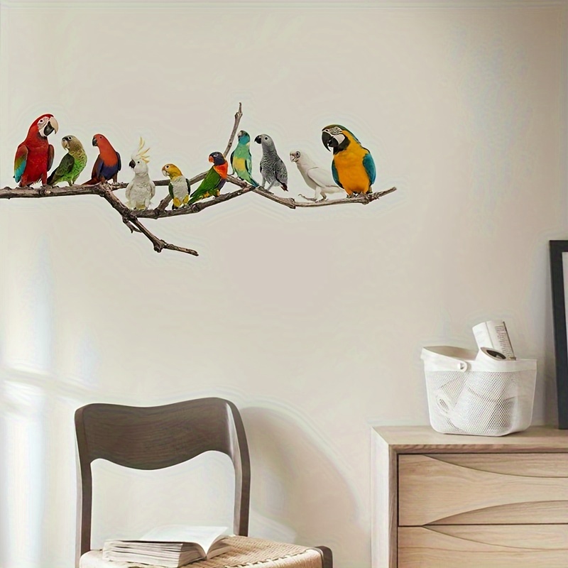 1pc Parrot Wall Decal - Self-adhesive Sticker For Living Room, Bedroom, Or Tv Background Decor, Contemporary Pvc Design, Vibrant Modern Home Accent, Bird Decor