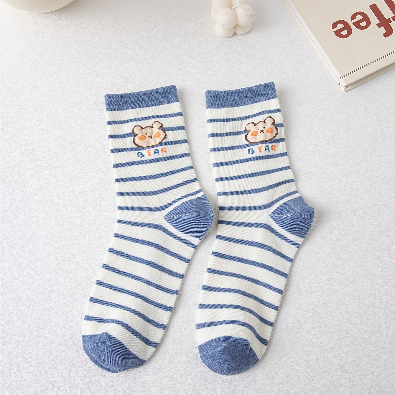 Soft Teddy Bear Socks Mixed Pattern Textured Crew Length - Temu Canada