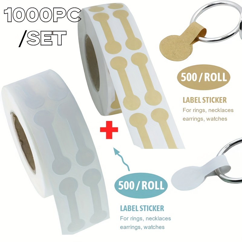 1000 Pcs White Price Tags Stickers with Pen Jewelry Round Barbell Labels  Dumbbell Tags Self-Sticker
