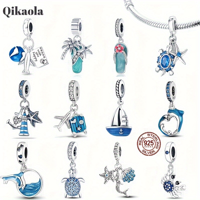 

Perles adaptées pour bracelet Pandora original S925 argent pur bleu phare de mer sirène pantoufles série de bijoux pour femmes à soi- cadeau d'anniversaire de fiançailles 2024 nouveauté