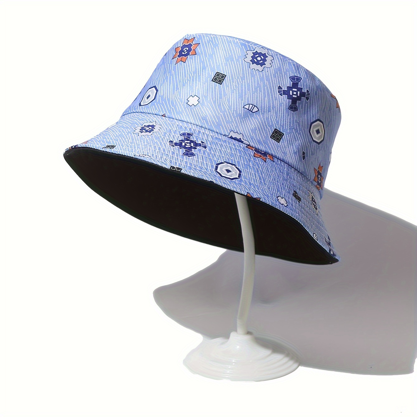 Blue Cartoon Print Bucket Hat Casual Reversible Sun Hats - Temu