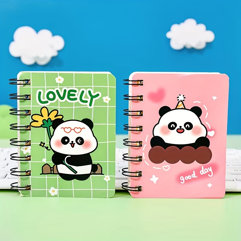 Cute Panda Side Flip Coil Mini Notebook