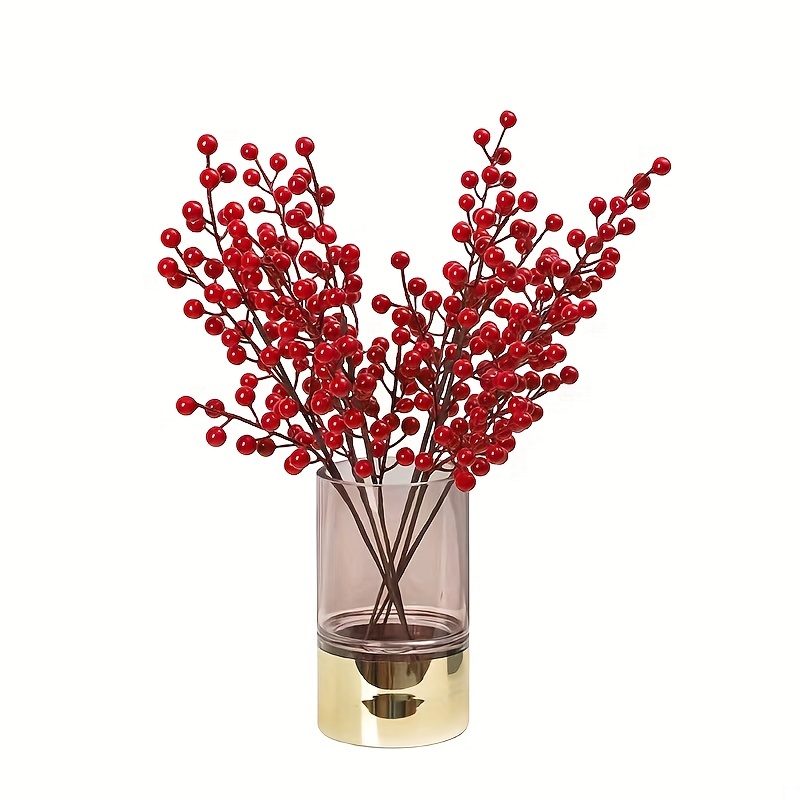 Artificial Red Berry Stems Christmas Red Berry Picks Home - Temu