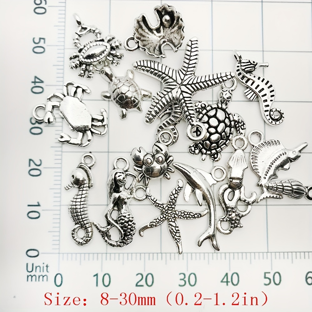 Randomly Mix Antique Silver Marine Life Charms Pendants For - Temu