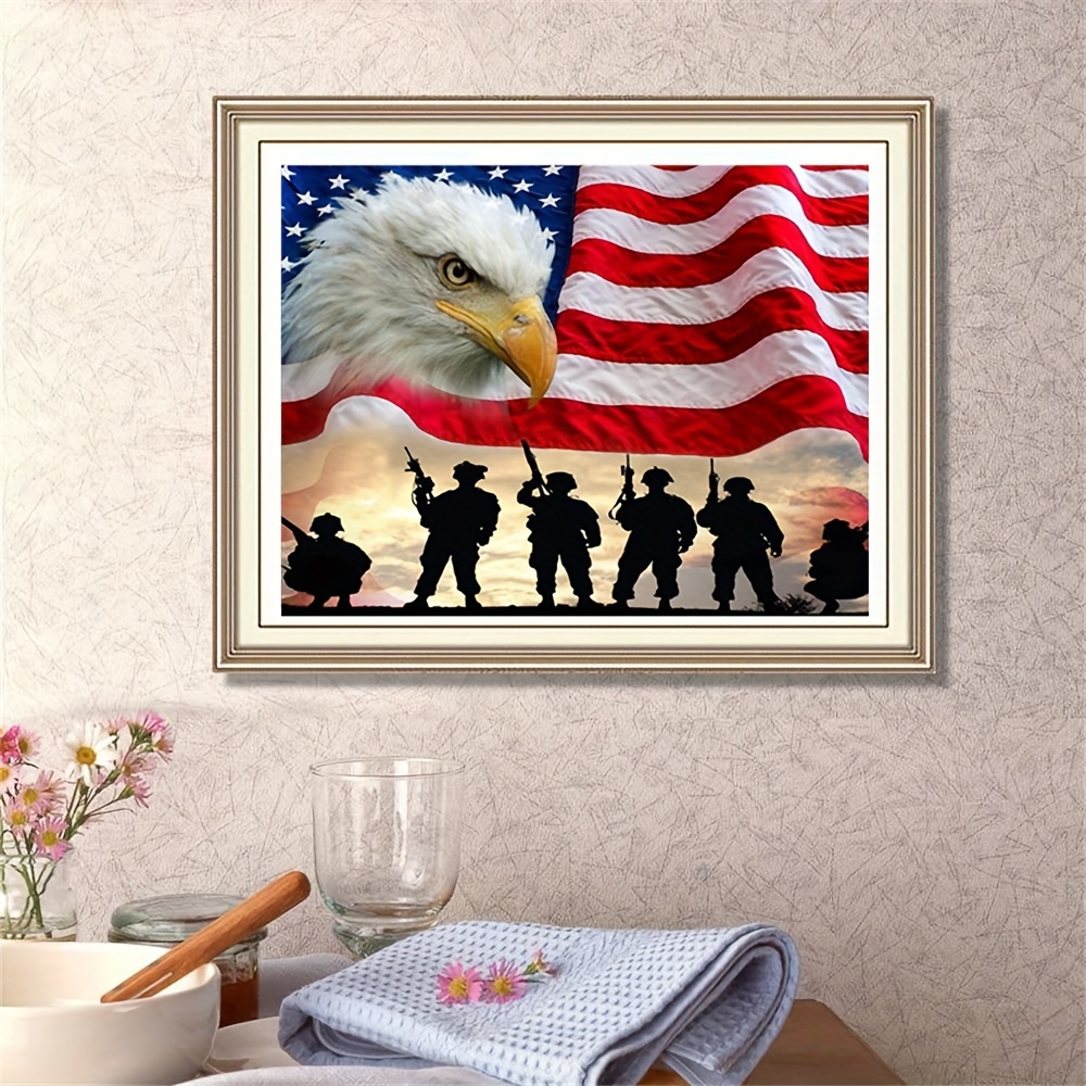 American Flag Deer Diamond Painting Bald Eagle By Number - Temu