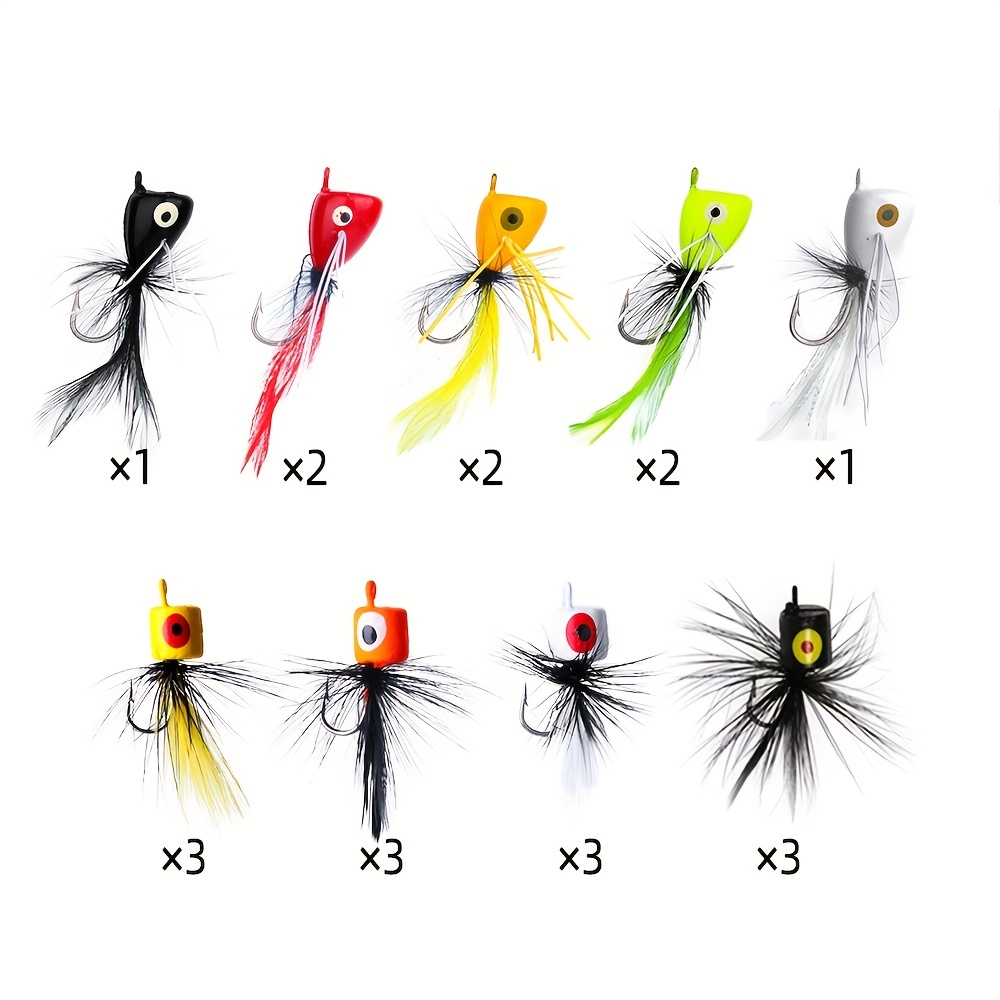 20pcs/Box Topwater Fly Fishing Poppers Floating Flies Bass Trout Salmon  Lures
