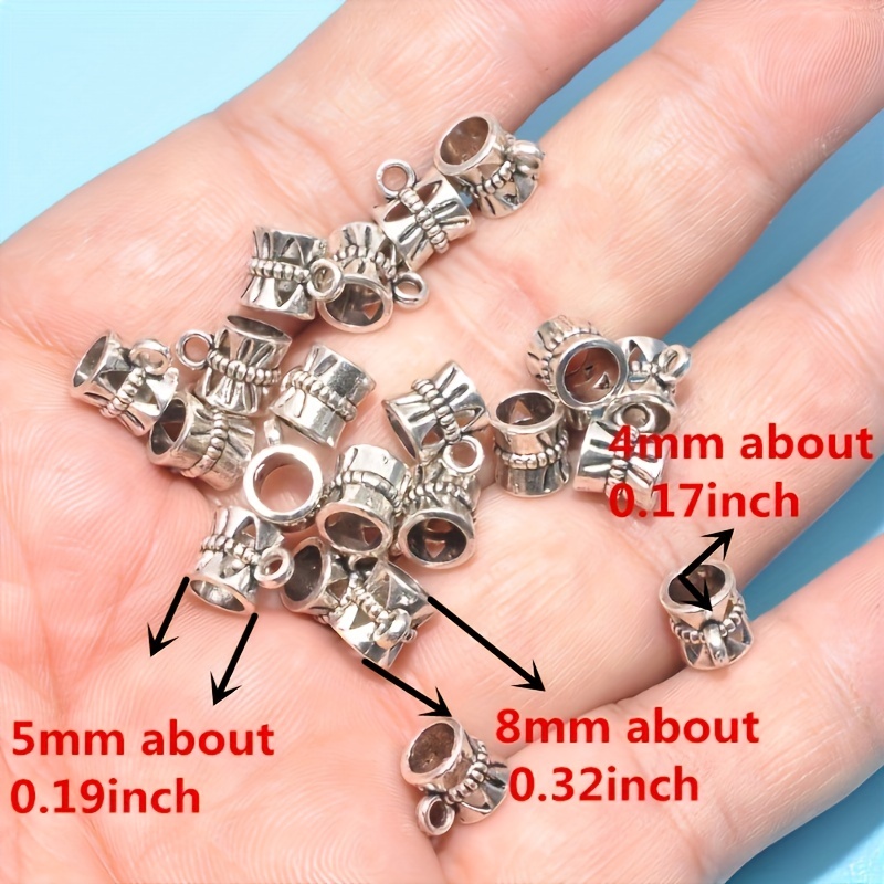100 pcs Clasp Bail Beads Charms Bail Tube Beads Loose Spacer Bead