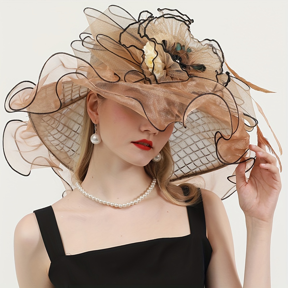 Outdoor Work Hat Spring Summer Mesh Sunshade Hat Flower Temperament Wedding  Dress Hat Sun Hat Fashion Solar Hats