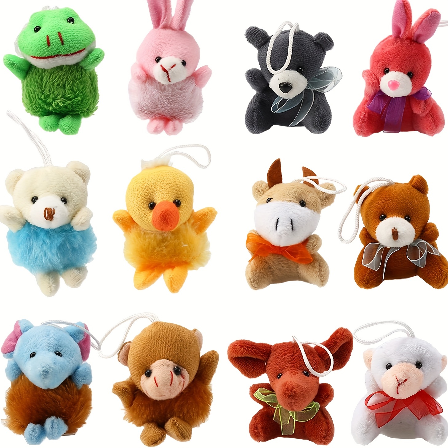 16-Pack Mini Animal Plush Toy Set, Soft Plush Toys for Kids Party Favors,  Keychain Ornament,Birthday Party Supplies,Prize Rewards