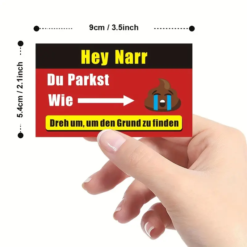 Lustige Parkplatz Erinnerung Warnung Lustige Karte 10 Stück 9*5,4 cm