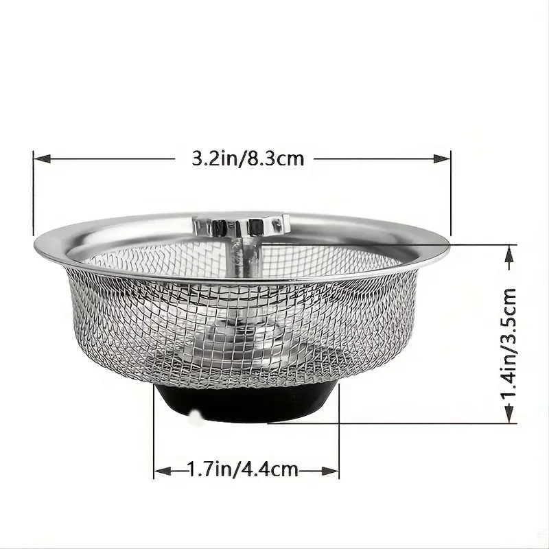 1pc sink filter with plug kitchen stainless steel water filter wash basin slag screen details 2