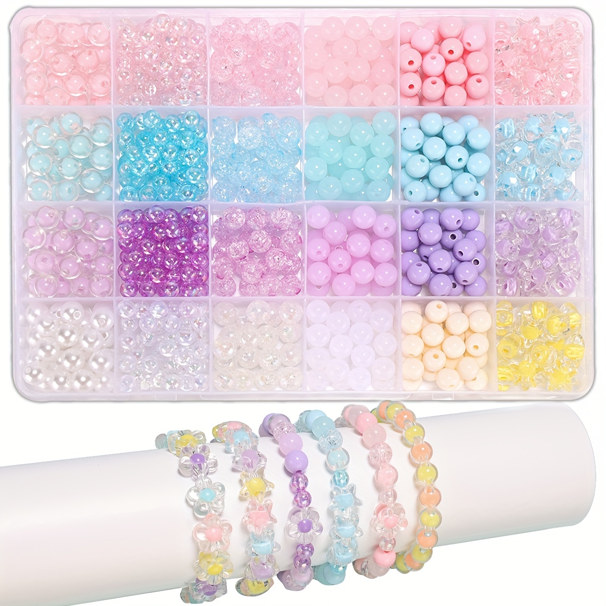 2023 8mm Acrylic Transparent Beads Colorful Beautiful Beads Cute