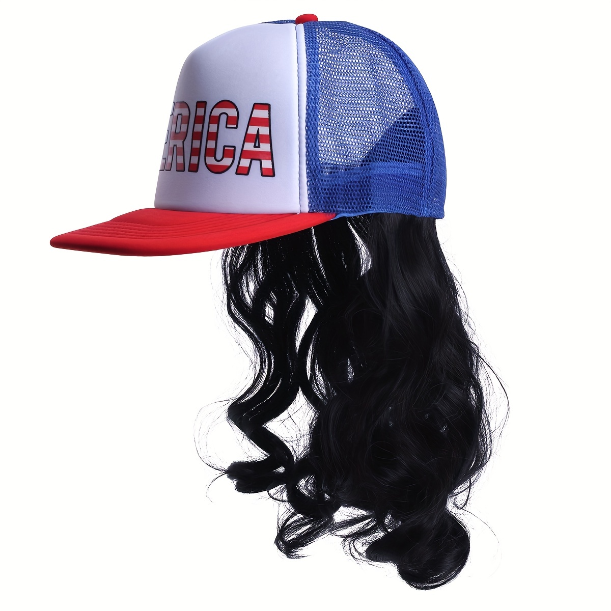 Unisex Loose Curly Hair Hat Adjustable Attached Hair Long Baseball Hairstyle Hair Wig Hiphop For Women Girls And Men Boys,Hairpiece