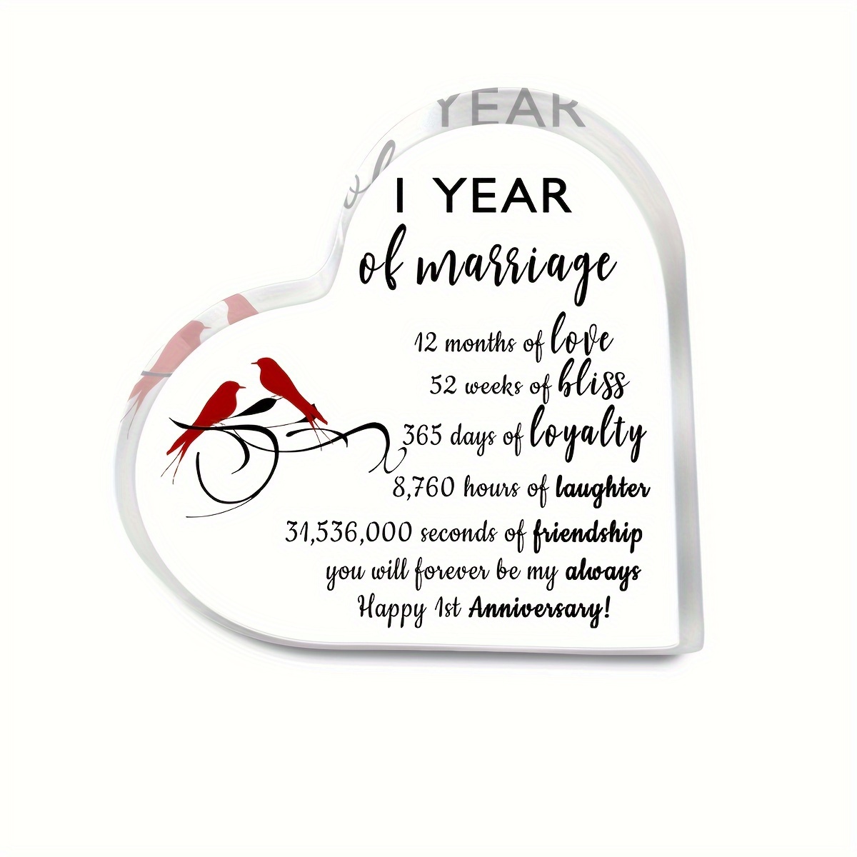 1st Marriage Anniversary Paper Wedding Gifts Years of Marriage Keepsake  Party Decor Heart Decoration Memorable Gifts for Couple Women Man Mom Dad