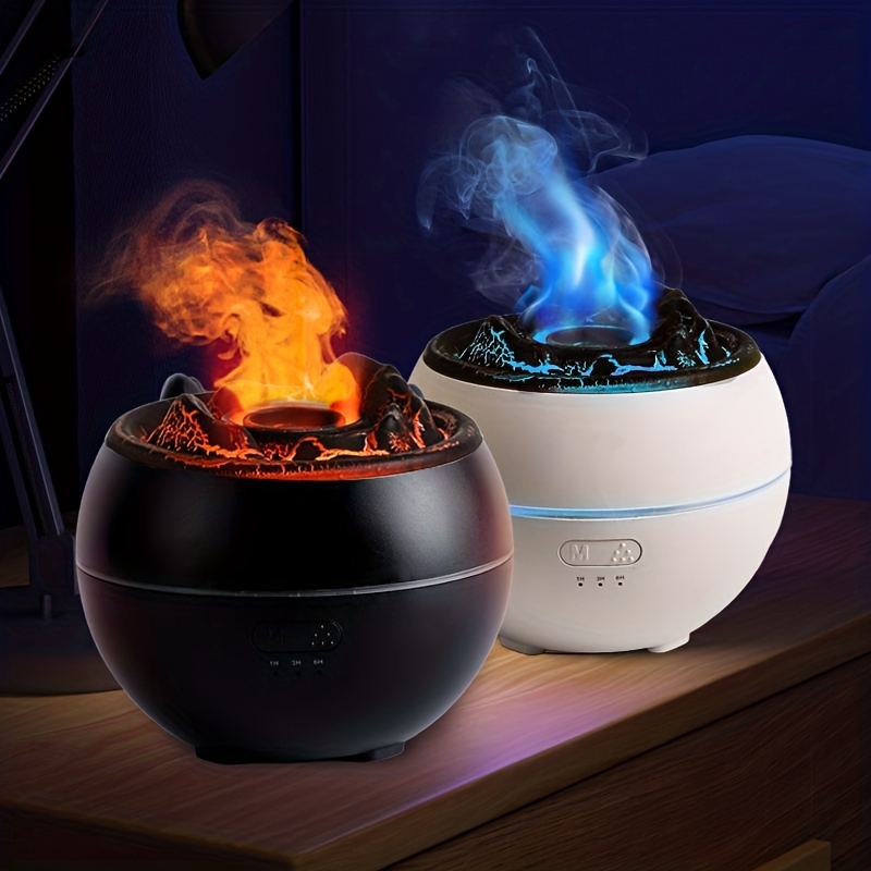 7 Colors Volcano Cool Mist Humidifier With Fire Flame Design - Temu